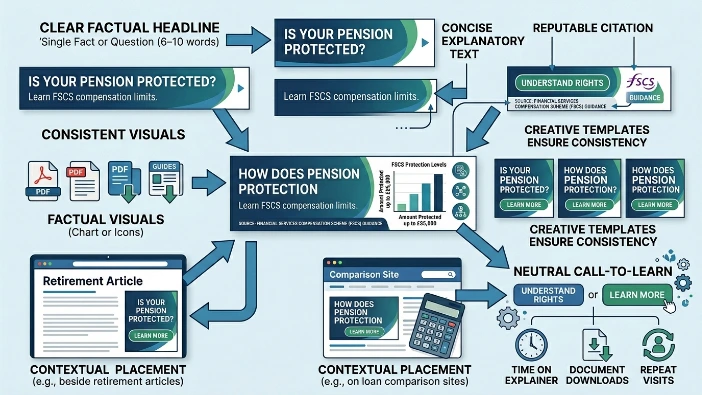 What components make an educational banner ad effective for trust-building