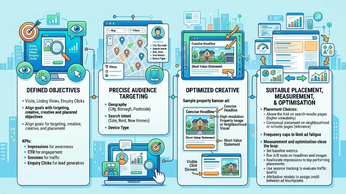 What components make an effective banner ad campaign on a property portal