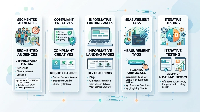 What components structure an effective consideration-focused banner campaign