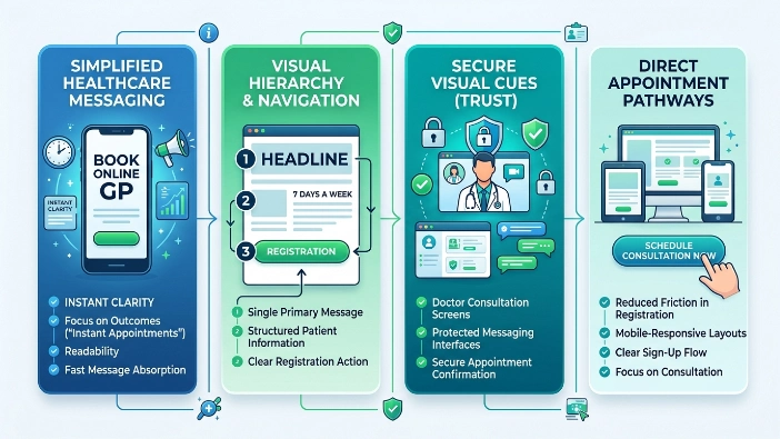 What design strategies improve telemedicine signup-focused banner ads