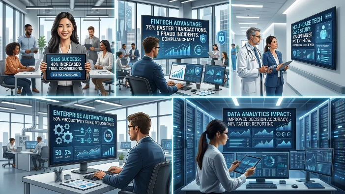 What industries use case study banner campaigns most effectively