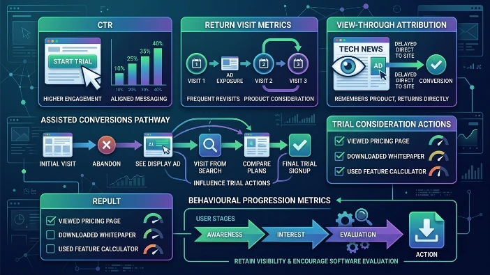 What metrics measure success in display remarketing campaigns