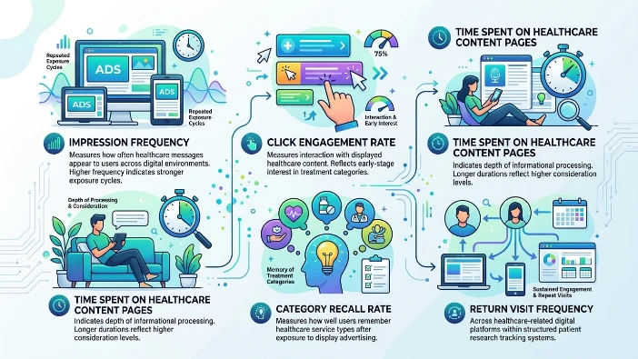 What metrics measure treatment consideration in display advertising campaigns?