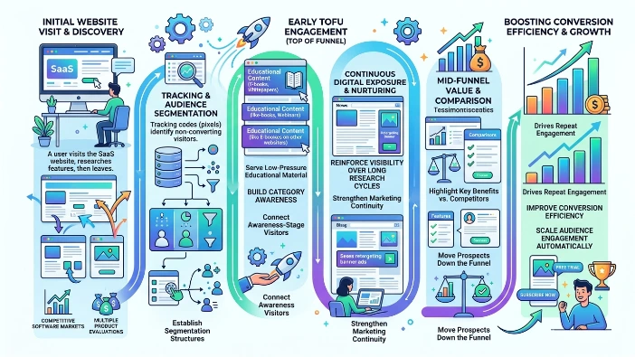 What role do retargeting banner ads play in SaaS growth