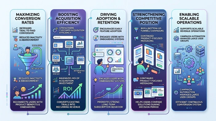 What role do retargeting funnels play in SaaS revenue growth
