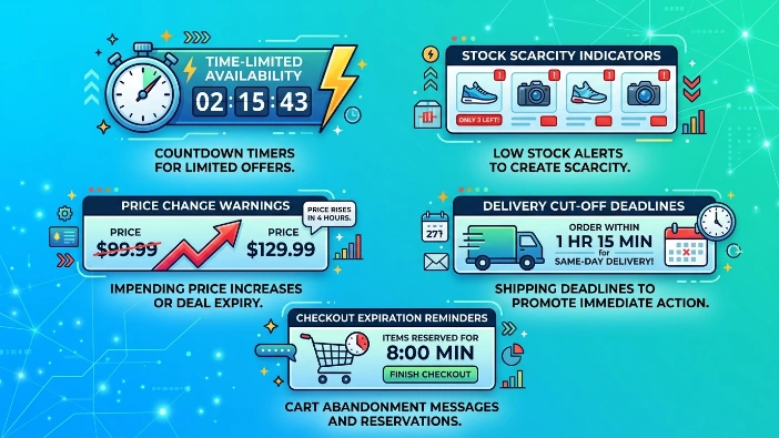 What types of urgency signals are used in banner ads