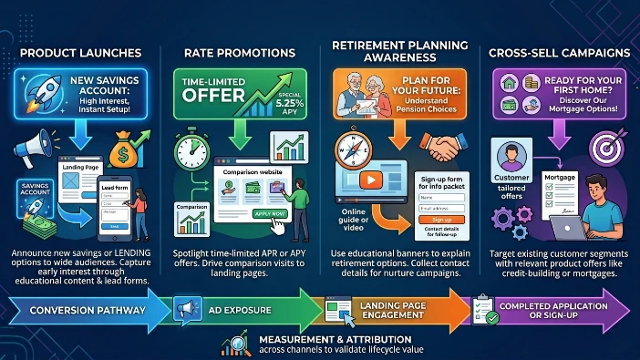 What use cases show banner ads acquiring new financial customers