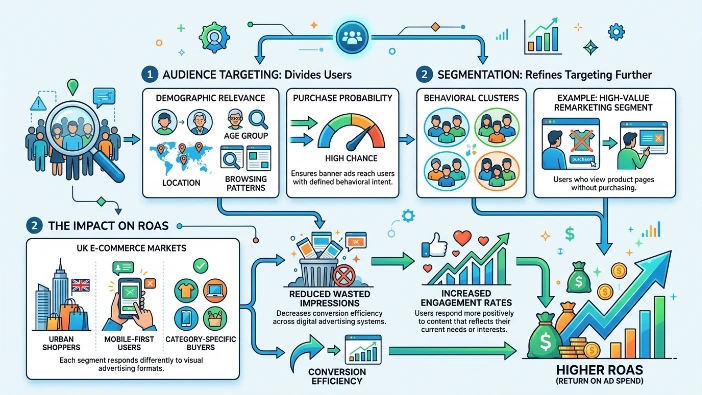 Why do audience targeting and segmentation affect ROAS in display campaigns?