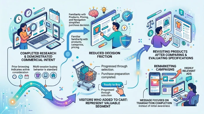 Why do returning visitors have higher conversion potential in e-commerce