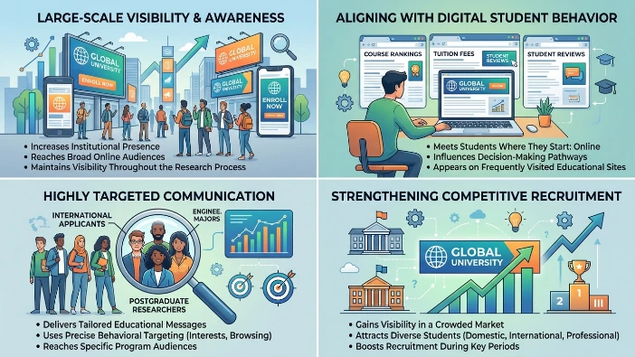 Why is digital banner advertising important in modern higher education marketing