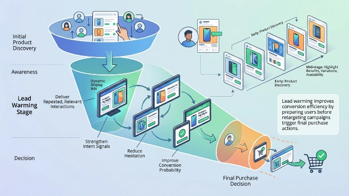 Why is lead warming important in e-commerce conversion funnels