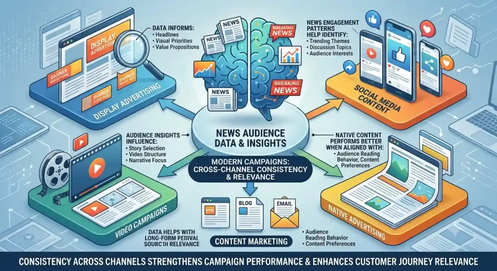How can creative teams use news audience data across different channels?