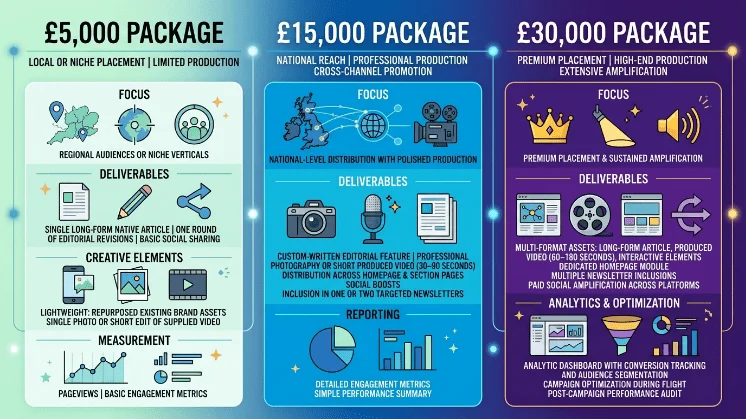 How do £5,000, £15,000 and £30,000 packages differ