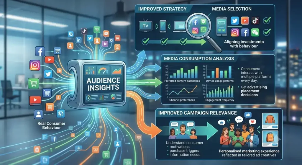 How do audience insights support modern media and advertising strategies