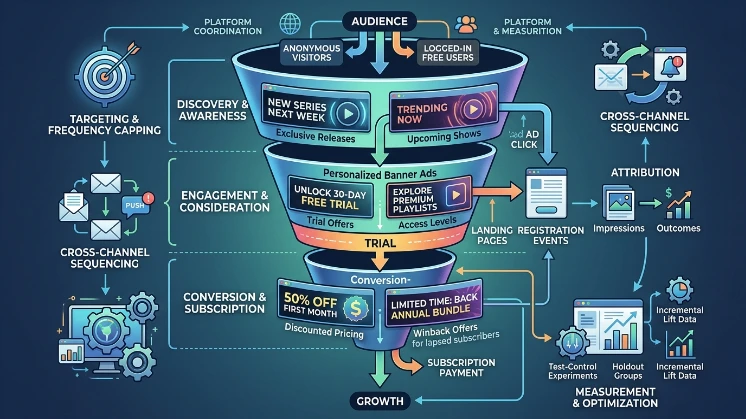 How do banner ads fit into the subscriber acquisition funnel
