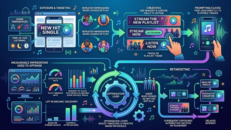How do banner ads increase streams on music platforms