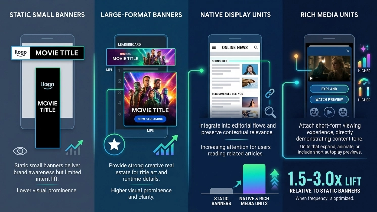 How do display ad formats differ in their effect on watch intent