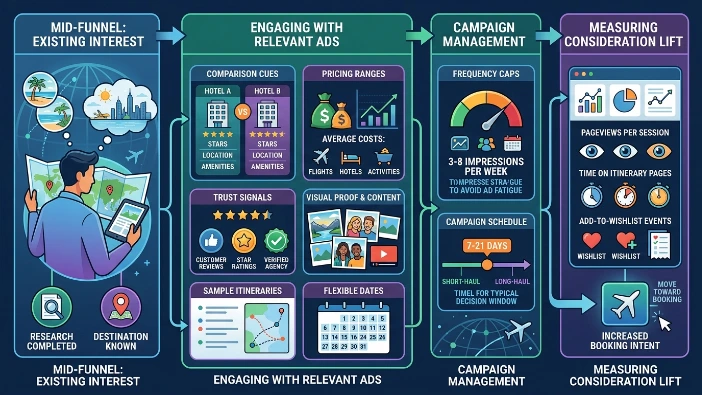 How do display ads drive trip consideration in the middle of the funnel