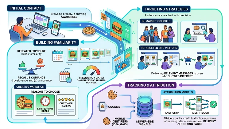How do display ads move customers from awareness to consideration