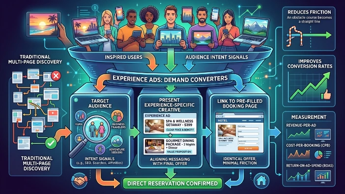 How do experience ads fit into a hotel’s direct-booking strategy
