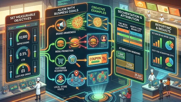 How do food chains define objectives for banner campaigns