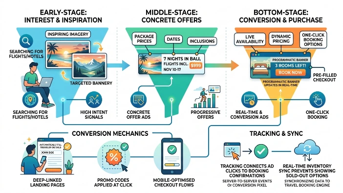 How do holiday travel ads move users from interest to purchase