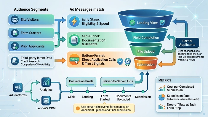 How do loan funnel ads work to increase completed submissions
