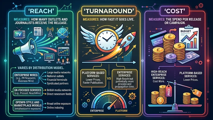 How do reach, turnaround, and cost differ