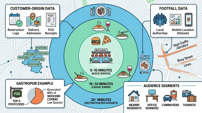 How do restaurants define their target area for banner campaigns