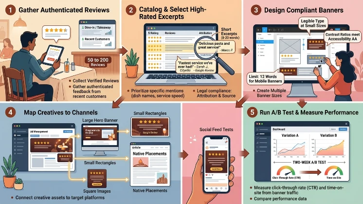 How do restaurants set up review-based banners