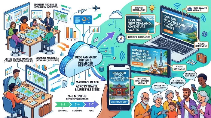 How do tourism brands use banner ads to build awareness?
