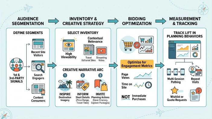 How do travel companies structure a mid-funnel campaign