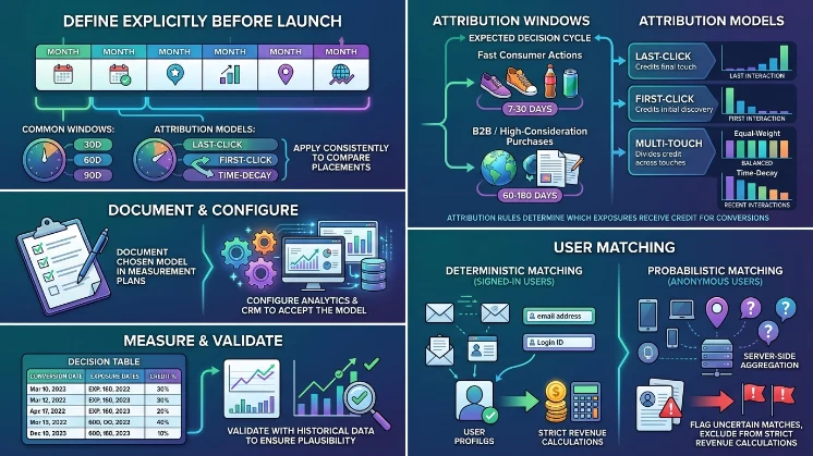 How do you set attribution rules for a 6-month sponsored content campaign