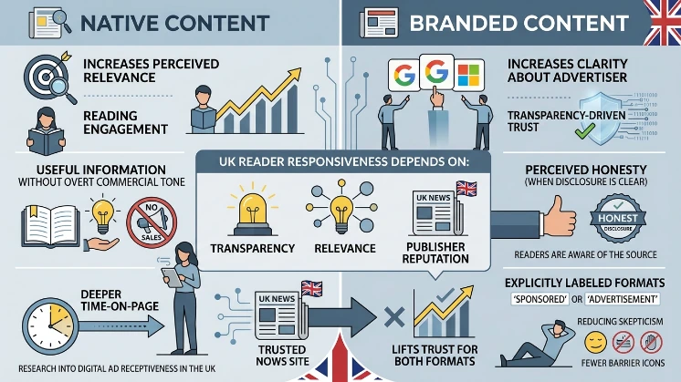 How does each format affect reader trust in the UK market