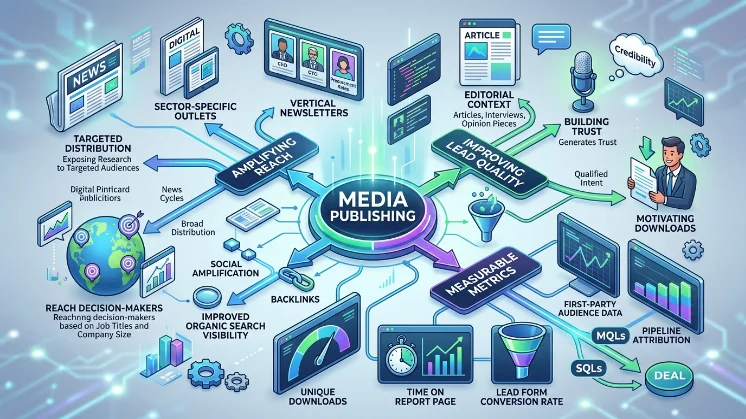 How does media publishing change report reach and lead quality
