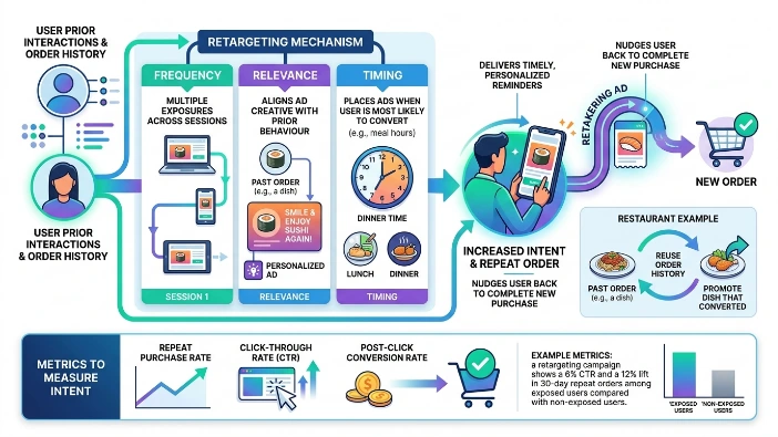 How does retargeting increase repeat order intent