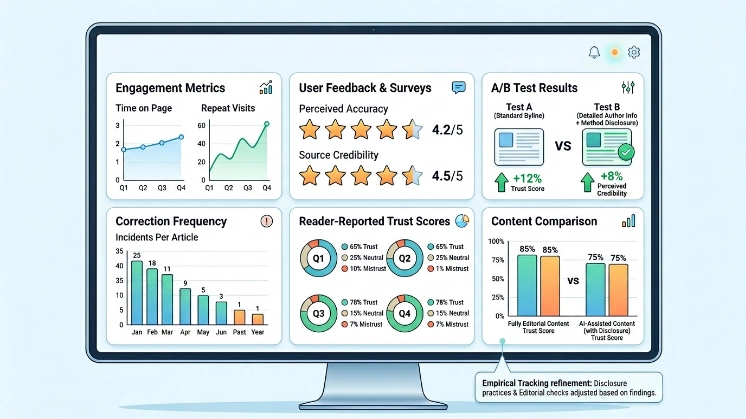 How should content creators measure changes in consumer trust over time