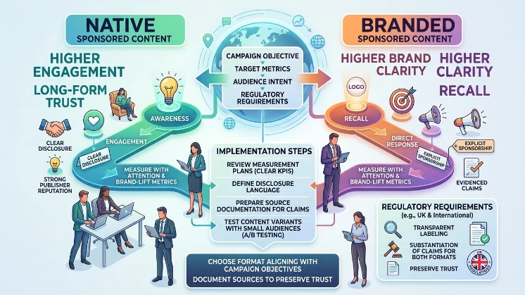 How should teams decide between native and branded sponsored content
