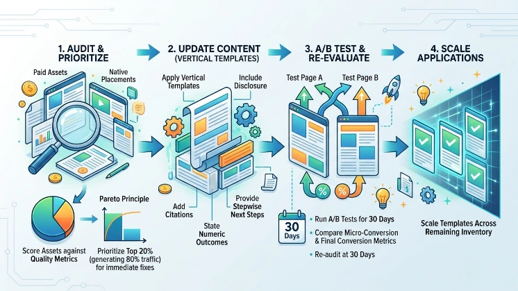 How should teams deploy improvements across existing sponsored content