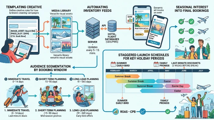 How should travel brands scale seasonal booking campaigns across multiple holidays