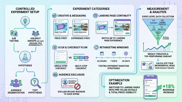 What are common optimisations and experiments that increase booking rates