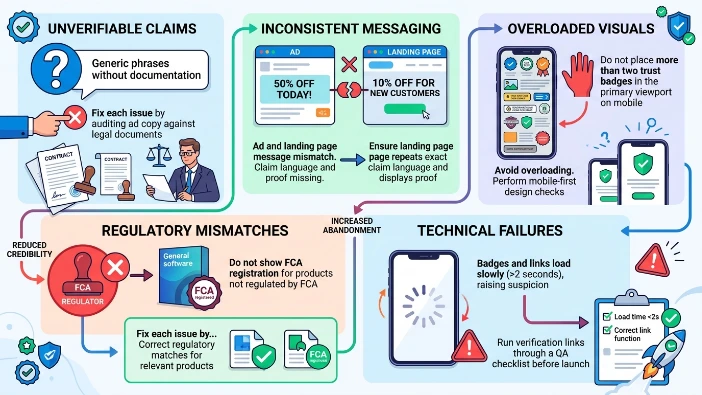 What are common pitfalls that reduce trust signal effectiveness