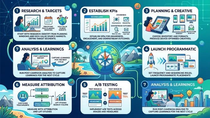 What are practical steps to plan a banner campaign for a destination?