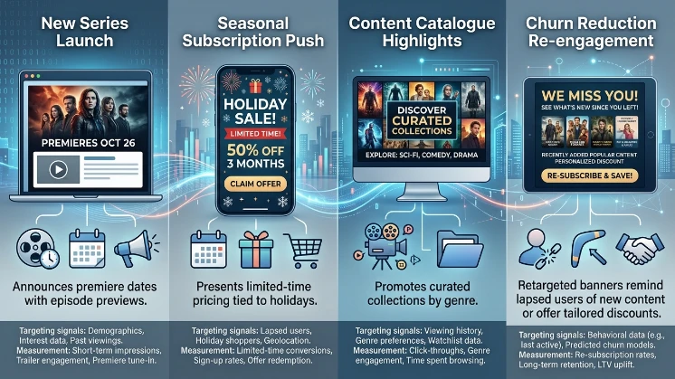What are practical use cases of banner ads in entertainment campaigns