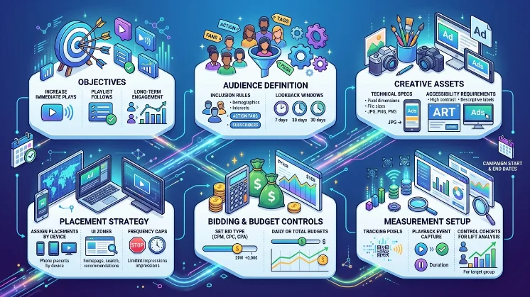 What are the main components of a banner ad campaign for streaming growth