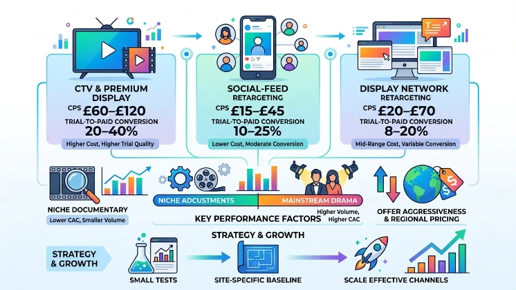 What are typical performance benchmarks for subscription retargeting