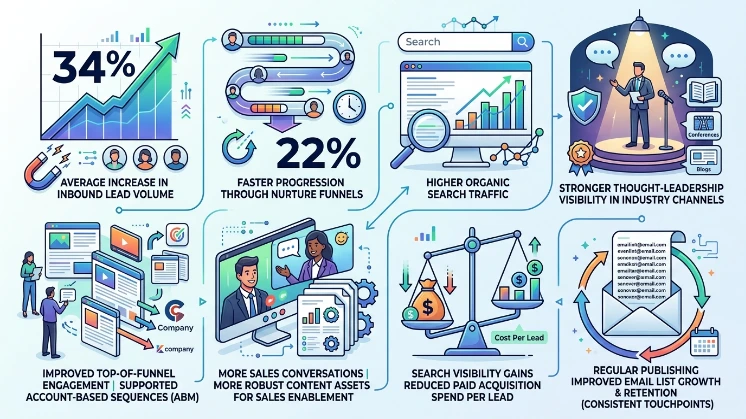 What benefits did UK B2B firms report from higher output