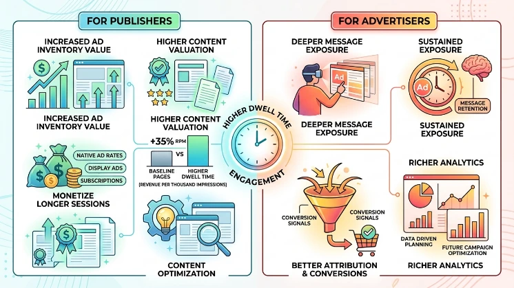 What benefits do publishers and advertisers gain from higher dwell time