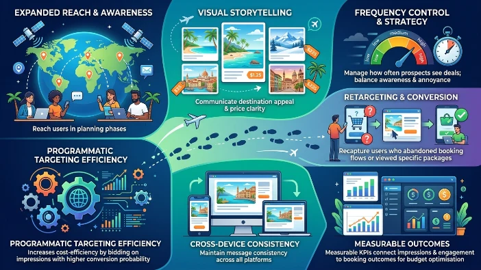 What benefits do travel companies gain from display advertising