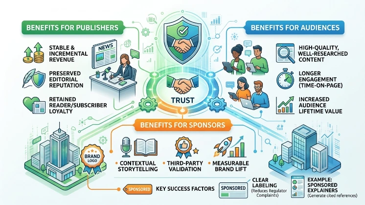 What benefits do trustworthy sponsored content programmes deliver